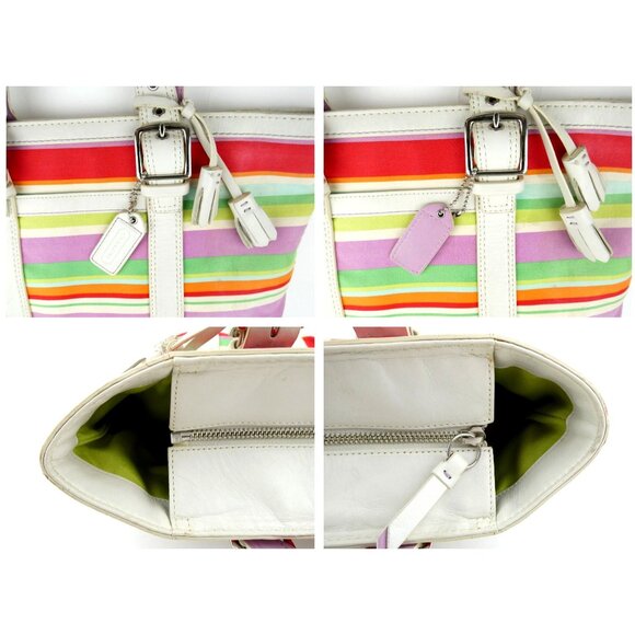 Coach Hampton Multicolor Striped Tote Bag F10705 - Picture 14 of 16